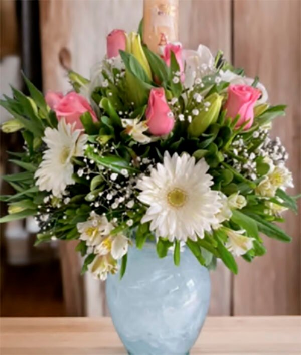 Arreglo de cirios en cristal