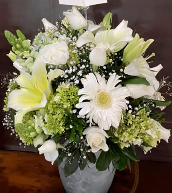 Arreglo blanco en cristal