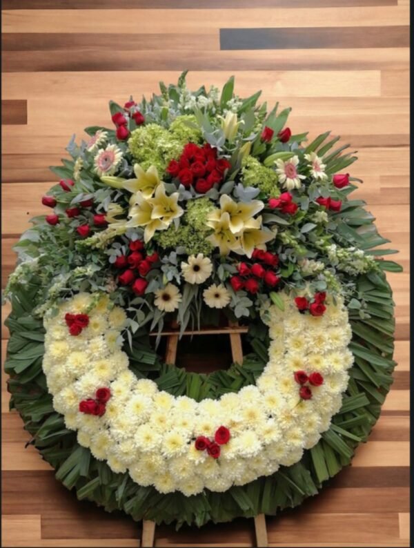 Corona elegante con flores finas